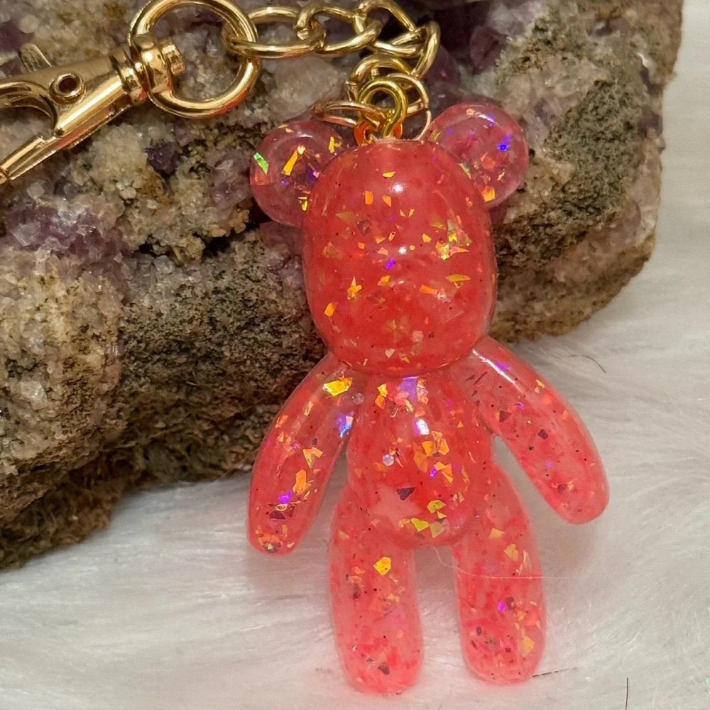 Sparkling pink Bear Keychain for Kids